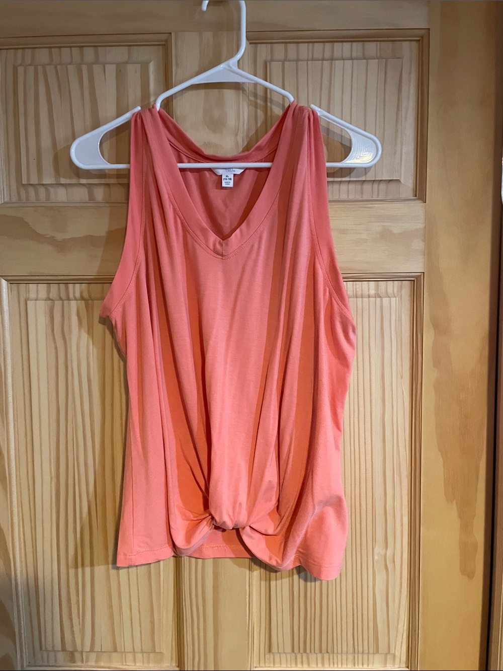 Time and Tru Coral Knot-Front V-Neck Tank